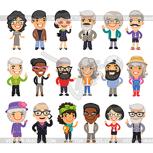 Casually Dressed Old Men - vector EPS clipart