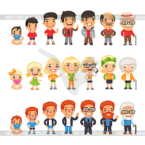 Three Characters Aging Set - vector clip art