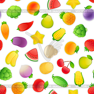 Seamless Pattern with Fruits and Vegetables - vector clipart