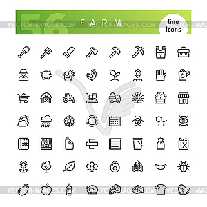 Farm Line Icons Set - vector clipart