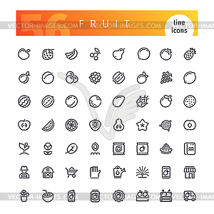 Fruit Line Icons Set - vector clipart
