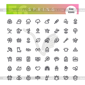 Spring Line Icons Set - vector image