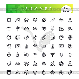 Summer Line Icons Set - vector clip art