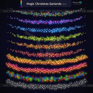 Magic Christmas Garlands Set - vector image