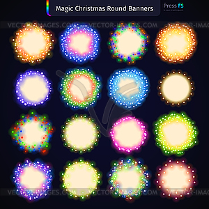 Magic Christmas Round Banners - royalty-free vector image