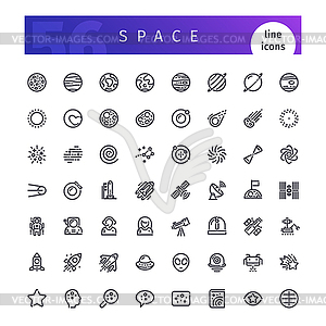 Space Line Icons Set - vector clip art