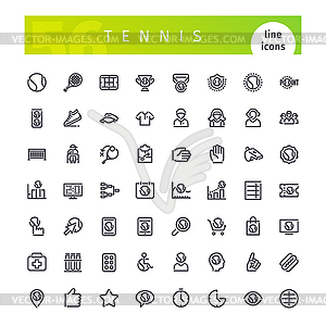 Tennis Line Icons Set - vector image