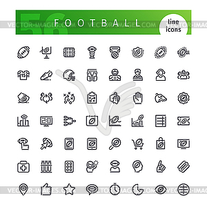 American Football Line Icons Set - vector clipart
