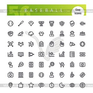 Baseball Line Icons Set - vector clipart