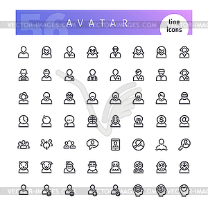 Avatar Line Icons Set - vector image