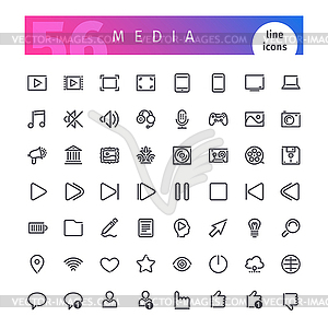 Media Line Icons Set - vector clip art