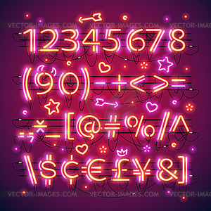 Glowing Double Neon Red Numbers - vector clipart / vector image