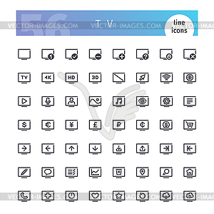 TV Line Icons Set - vector clipart