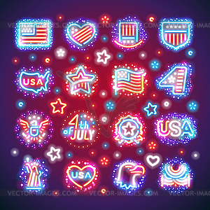 Fourth of July Signs with Sparkles - vector image