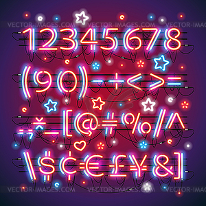 Glowing Neon Red Blue Numbers - vector clip art