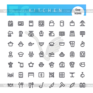 Kitchen Line Icons Set - vector clipart