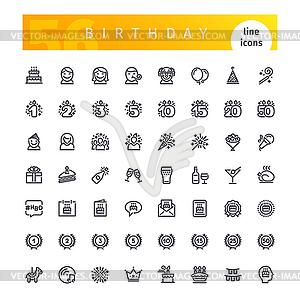 Birthday Line Icons Set - vector clipart