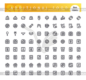 Additional Food Line Icons Set - vector image