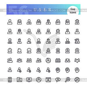 User Line Icons Set - vector image