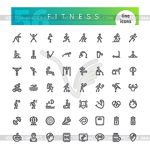 Fitness Line Icons Set - vector image