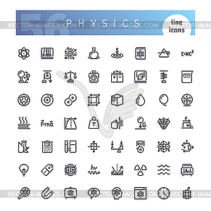 Physics Line Icons Set - vector image