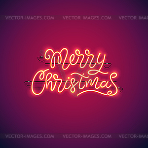Merry Christmas Neon Banner - vector clip art