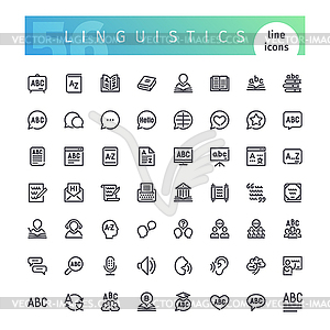 Linguistics Line Icons Set - vector clip art