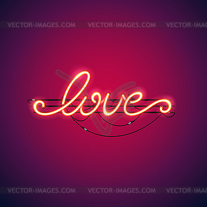 Love Red Neon Sign - vector clipart