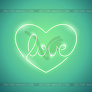 Love Neon Sign Green - vector EPS clipart