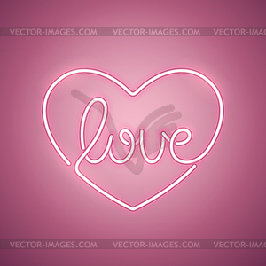 Love Neon Sign Rose - stock vector clipart