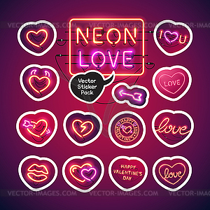 Пакет стикеров Neon Valentines Day - клипарт