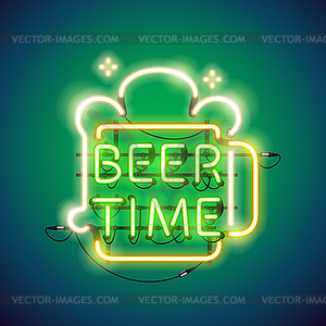 Bier Zeit Leuchtreklame Vector Clipart Eps