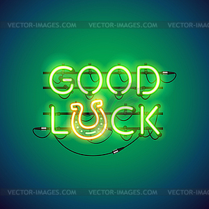 Good Luck Neon Sign - vector image