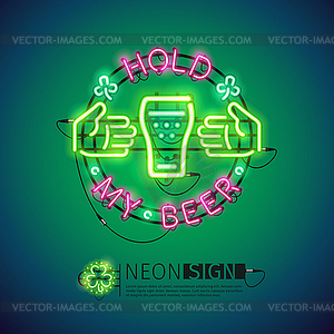 Hold My Beer Neon Sign Colorful - vector EPS clipart