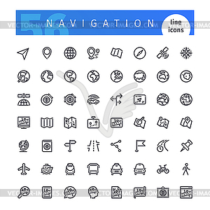 Navigation Line Icons Set - vector clip art