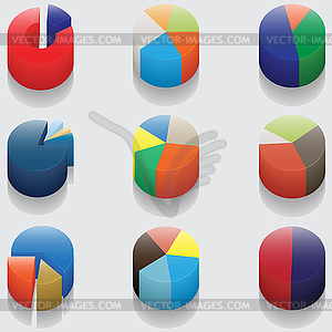 Set of 3D pie charts. business items without numbers - vector clipart