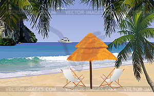 Солнечный тропический пляж - изображение в векторе / векторный клипарт