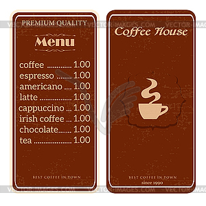 Menu for coffee shop, restaurant - vector clip art