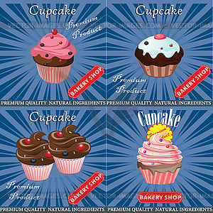 Set Vintage Cupcake - vector image