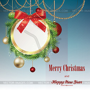 Christmas banner with frame of fir branches - vector image