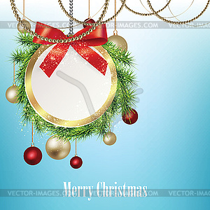 Christmas banner with frame of fir branches - vector EPS clipart