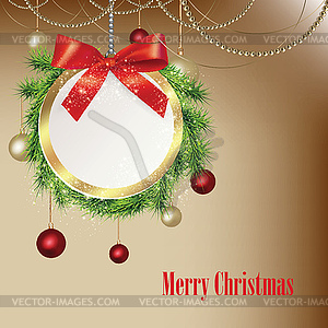 Christmas banner with frame of fir branches - color vector clipart