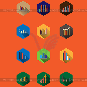 Business graphics in flat design with long shadows - vector clip art