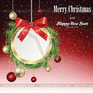 Christmas banner with frame of fir branches - vector clipart