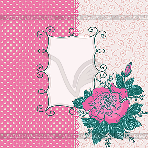 Сard with pink rose flower - vector clip art