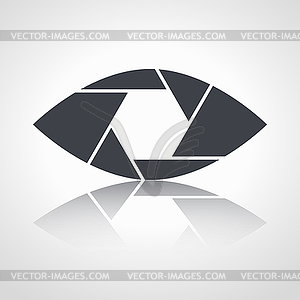 Shutter eye conceptual flat abstract icon - vector clipart