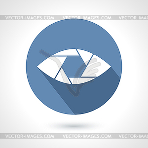 Shutter eye conceptual flat abstract icon - vector clipart