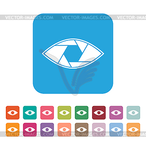 Shutter eye conceptual flat abstract icon - vector clipart