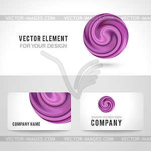 Business card template set, abstract purple circle - vector image