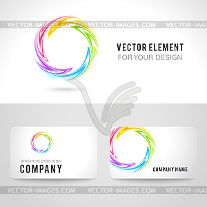 Business card template set, abstract colorful circl - vector image